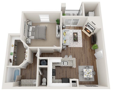 Floor plan for 1 bed, 1 bath, 784 sqft